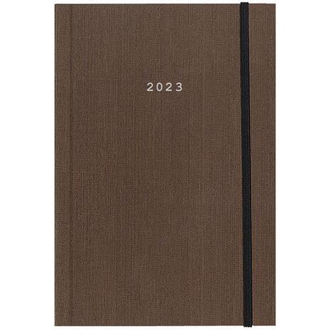 Ημερολόγιο Ημερήσιο NEXT Fabric δετό με λάστιχο 17x25cm 2023 καφέ